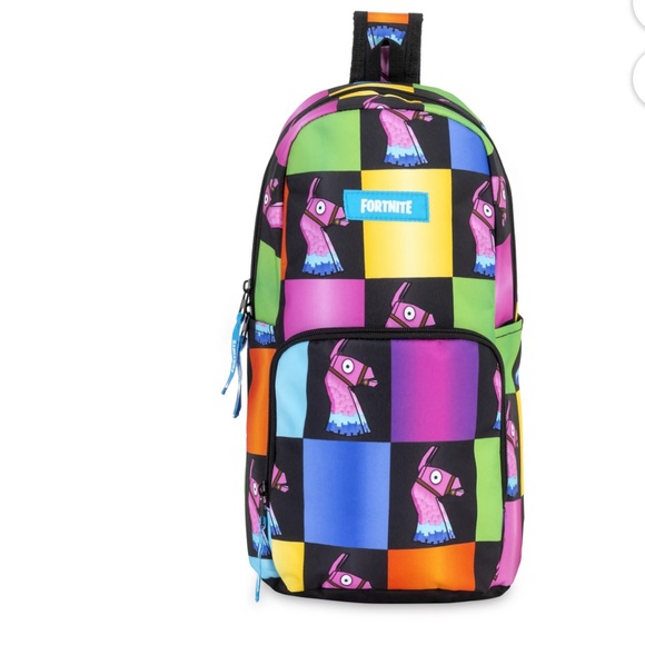 FORTNITE | New Unisex Amplify Rainbow Checkered Sling School Backpack - Picture 1 of 10